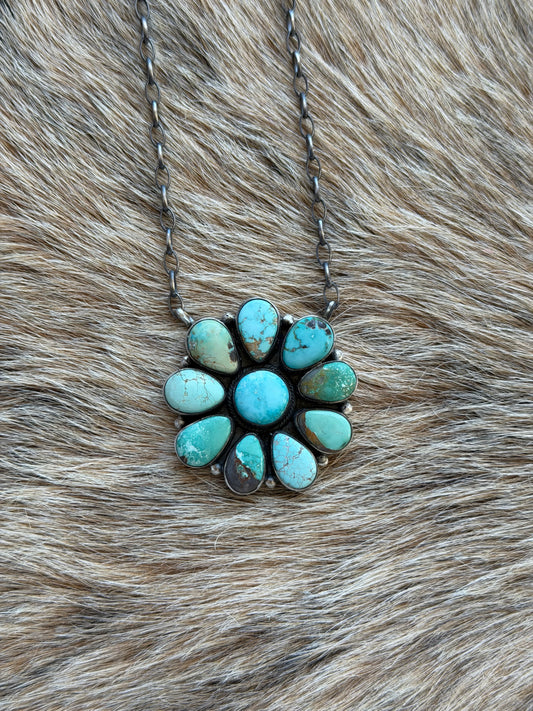 Mixed Turquoise Cluster Necklace
