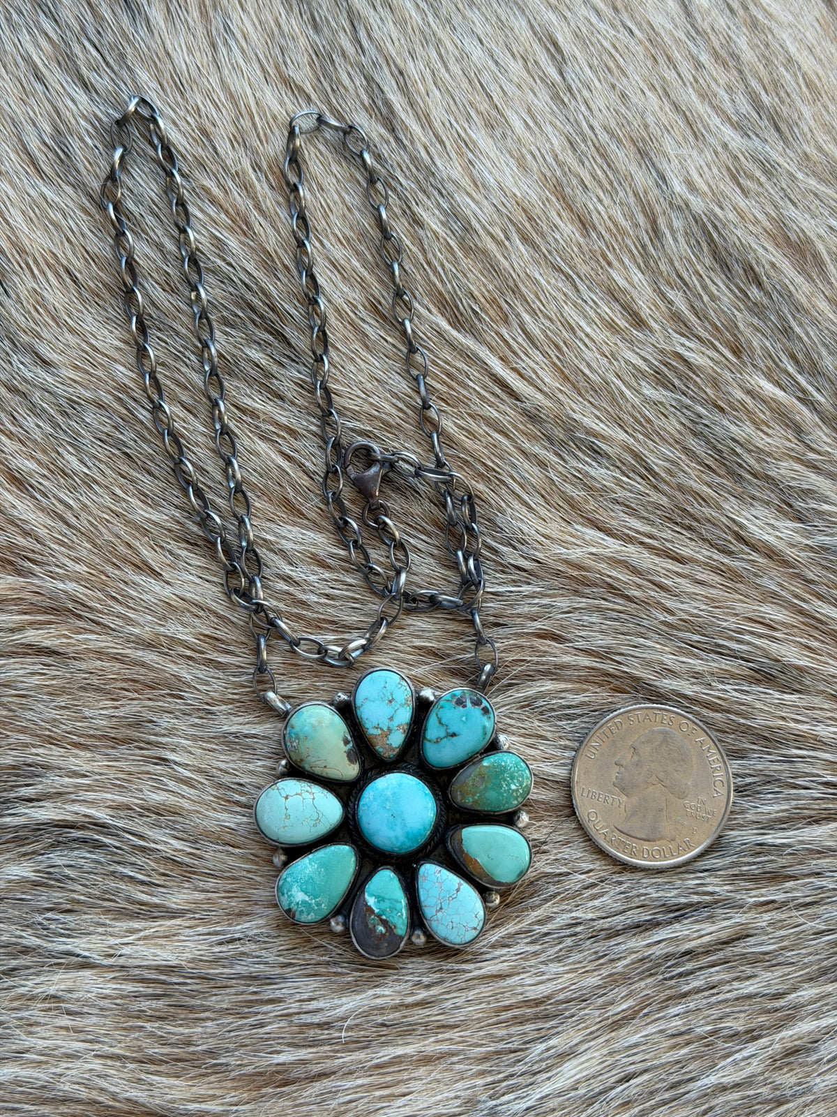 Mixed Turquoise Cluster Necklace