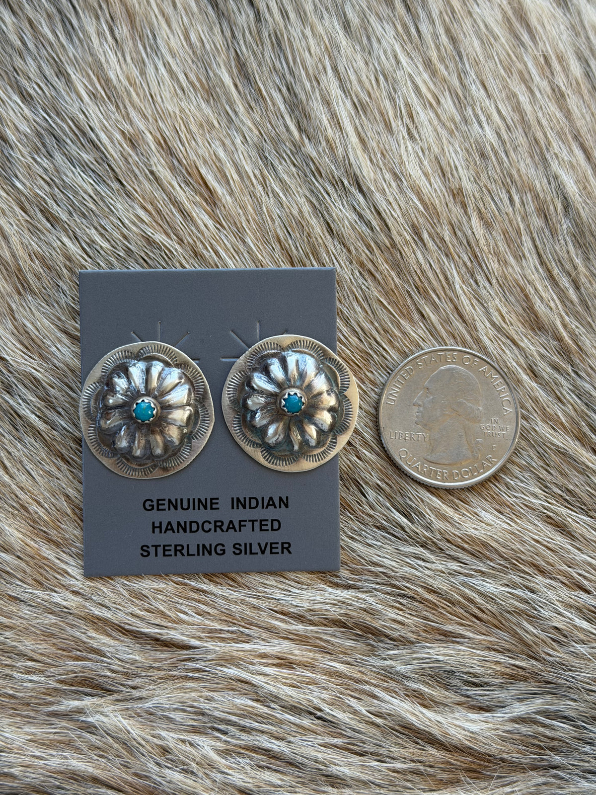 Turquoise Concho Earrings
