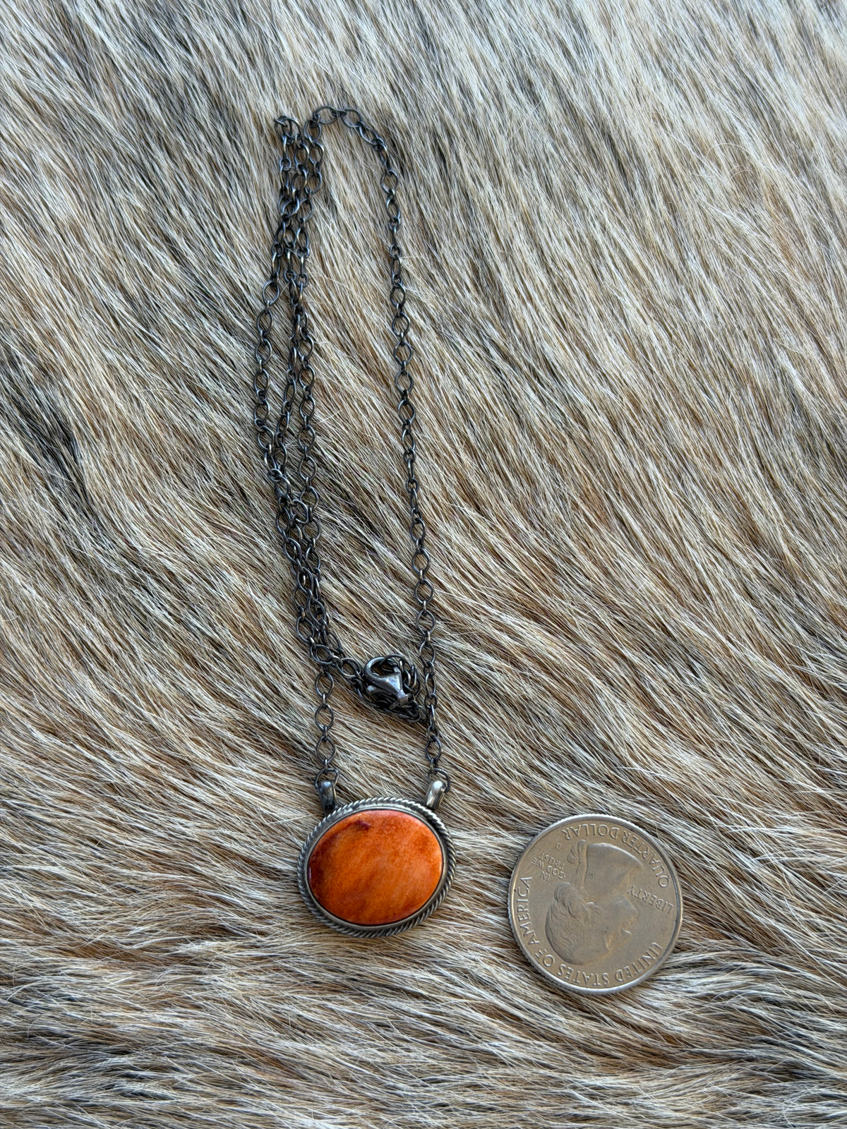 Orange Spiny Oyster Shell Bar Necklace