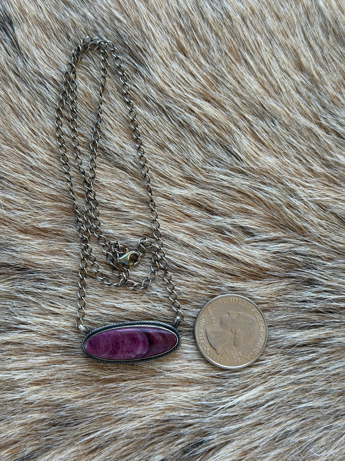 Purple Spiny Oyster Shell Bar Necklace