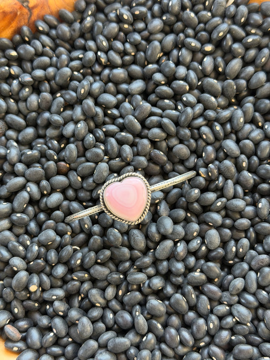 Pink Conch Heart Shaped Cuff Bracelet