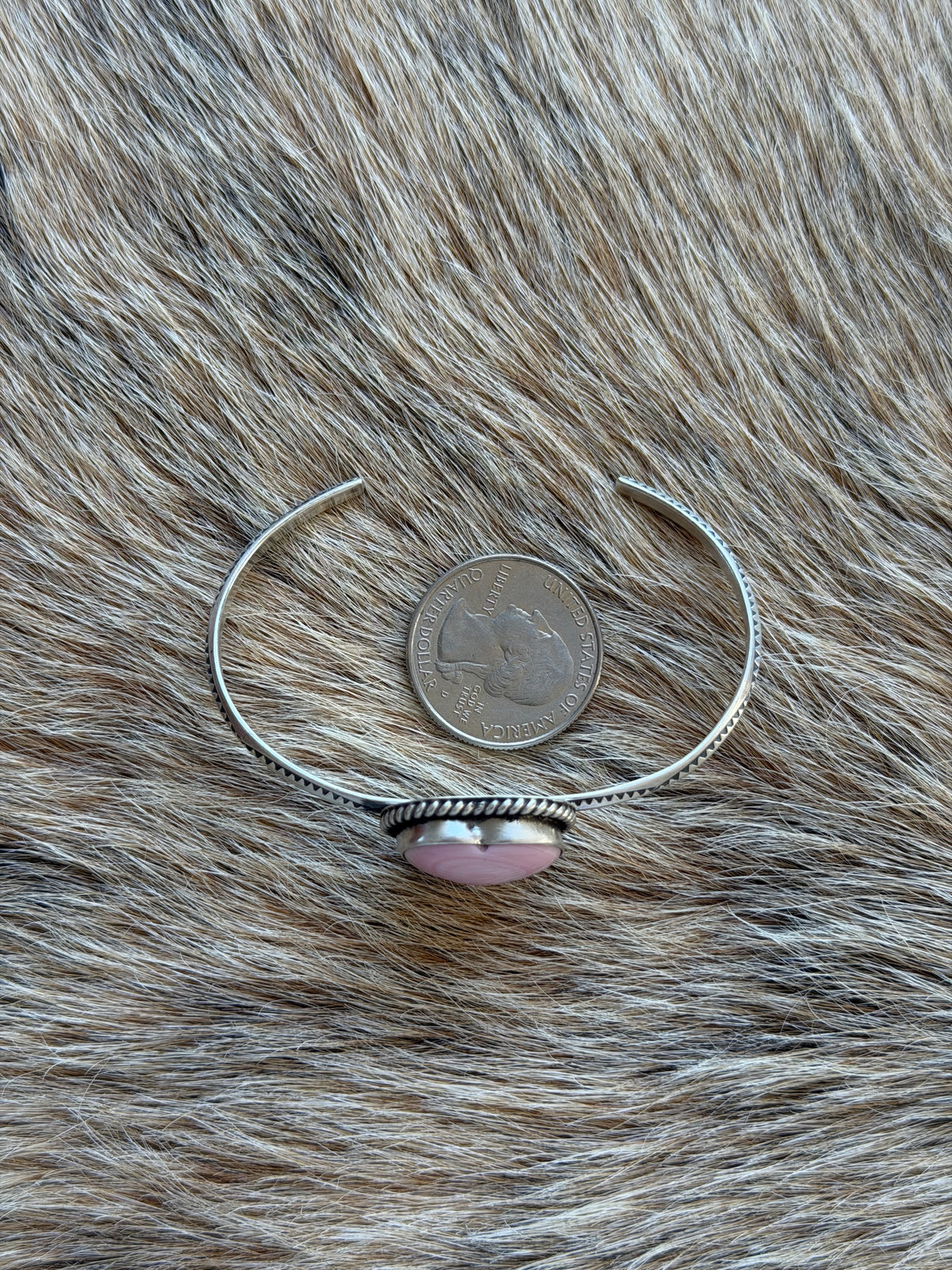 Pink Conch Heart Shaped Cuff Bracelet