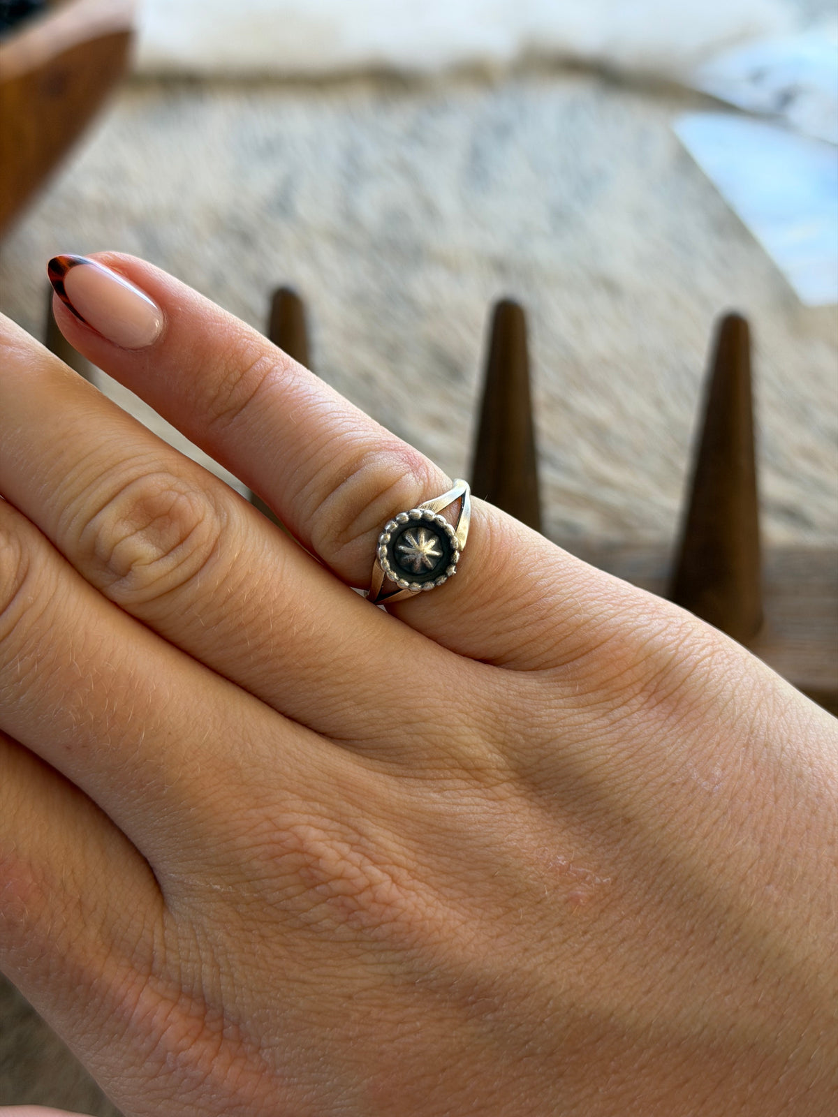 Sterling Silver Concho Dainty Ring