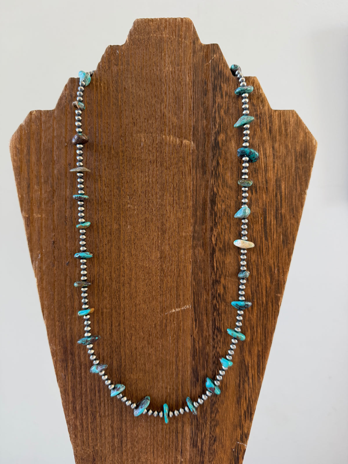 24" 4mm Sterling Pearl and Turquoise Necklace