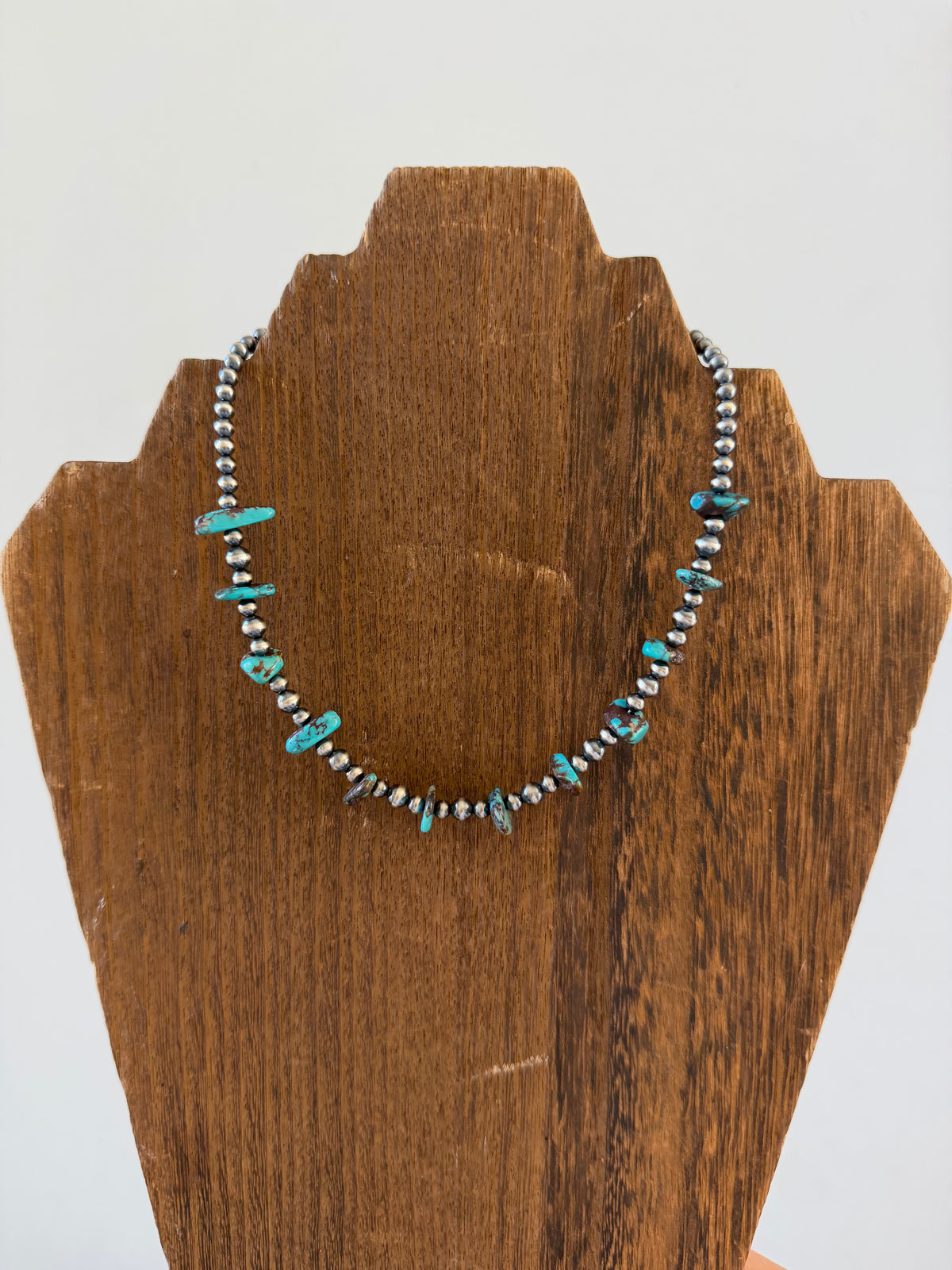 14" 4mm Sterling Pearl and Turquoise Necklace