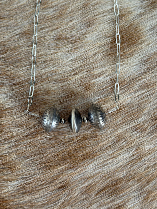 18.5" Saucer Pearl Chain Bar Necklace