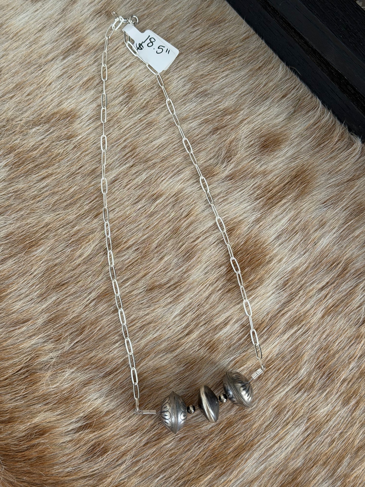 18.5" Saucer Pearl Chain Bar Necklace