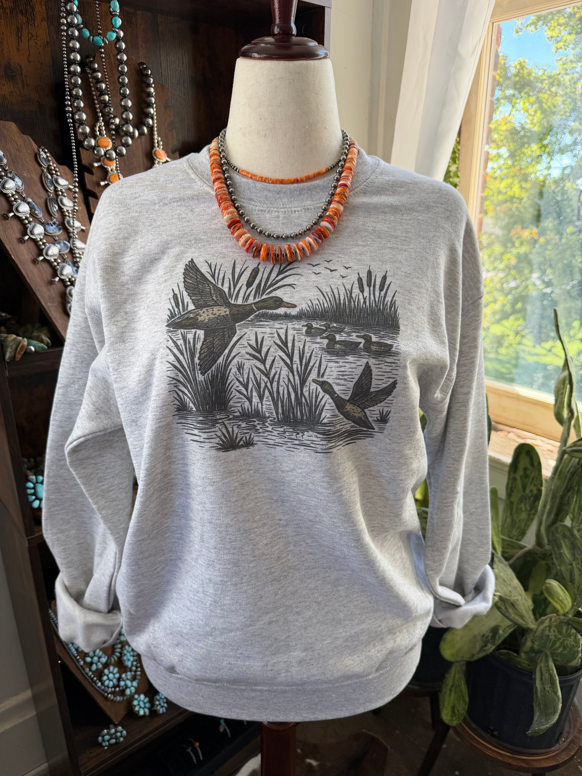 Flying Mallard Duck Hunting Crewneck