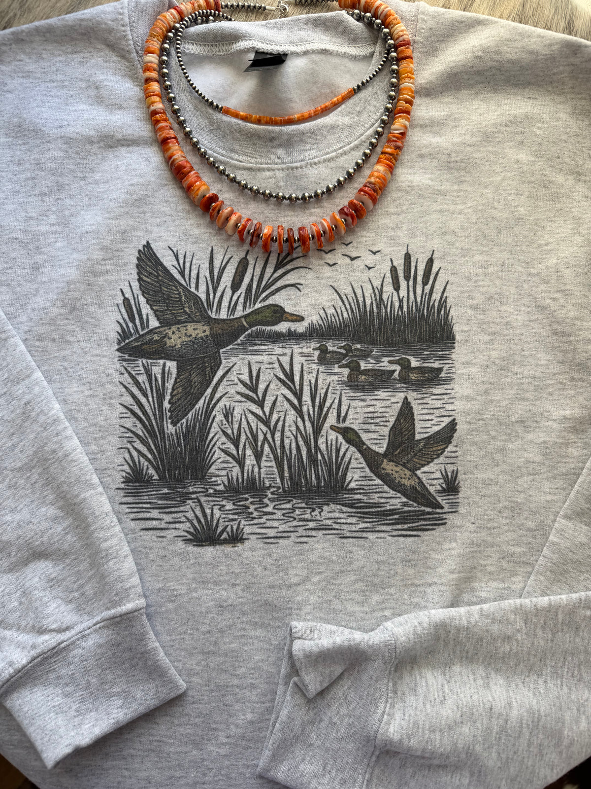 Flying Mallard Duck Hunting Crewneck