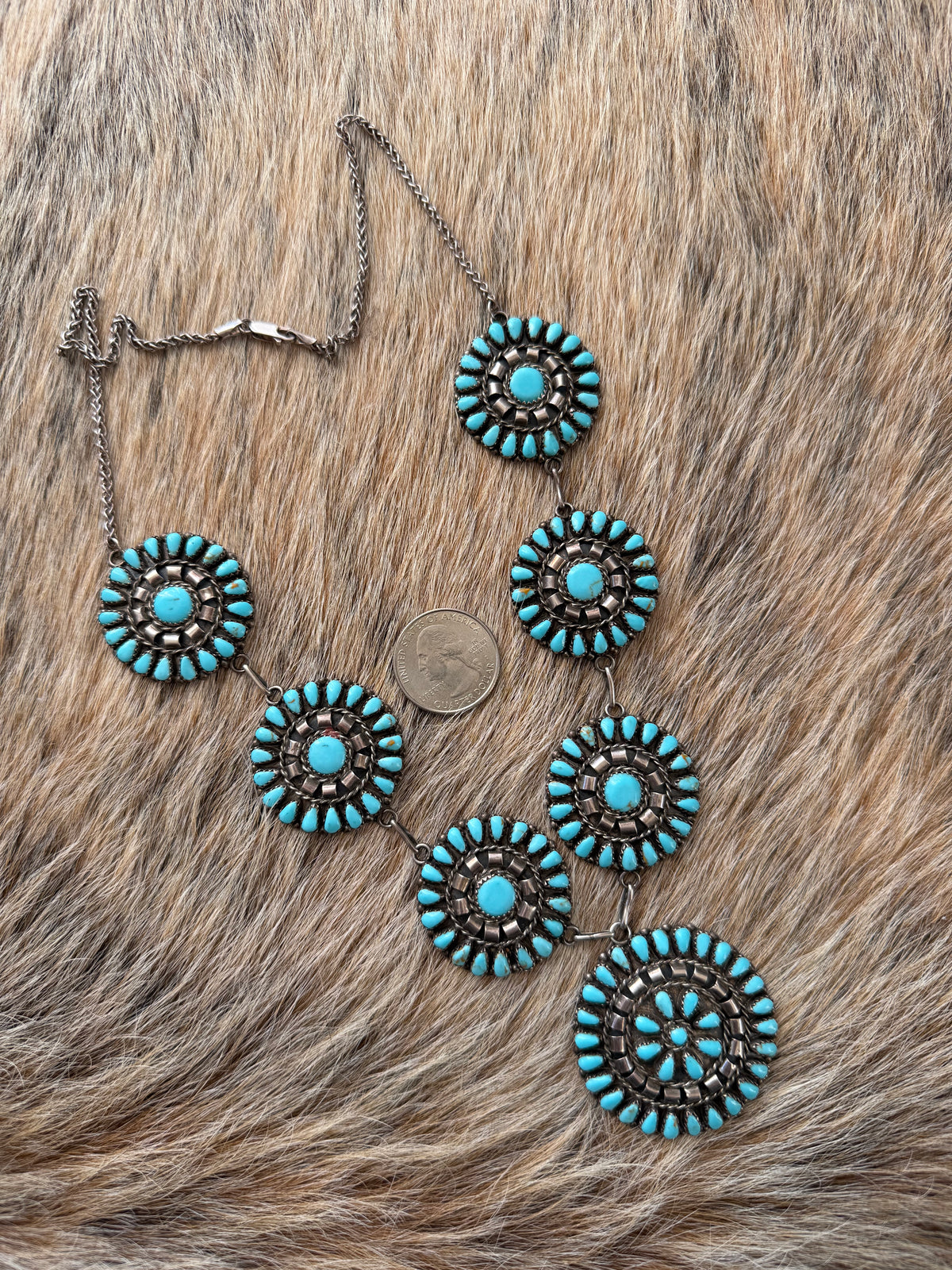 "Vintage" Needlepoint Turquoise Statement Necklace