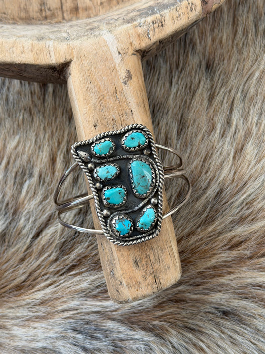 Vintage Turquoise Snake Design Cuff Bracelet