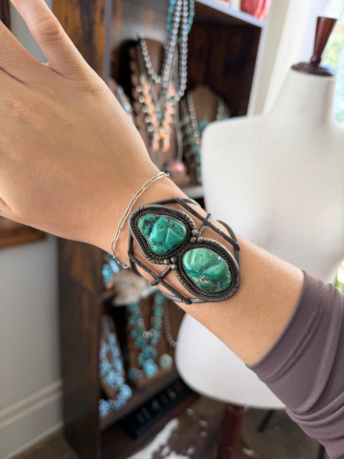Vintage LARGE Turquoise Cuff Bracelet