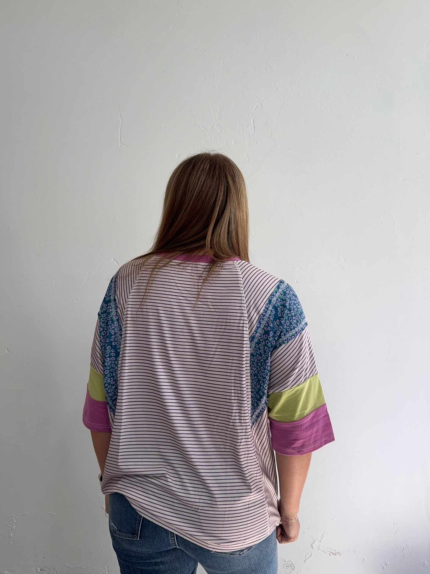 Purple Striped Multicolored Tee