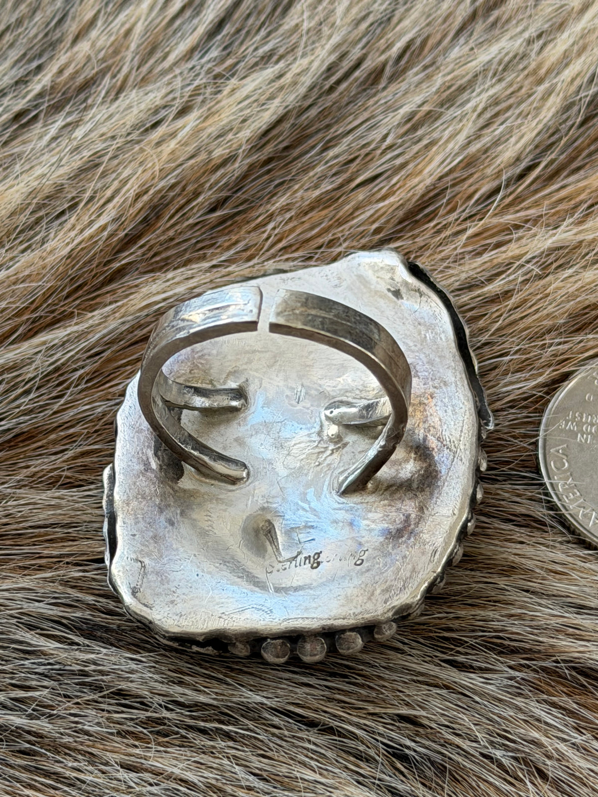 Size 9+ Vintage Large Turquoise Ring