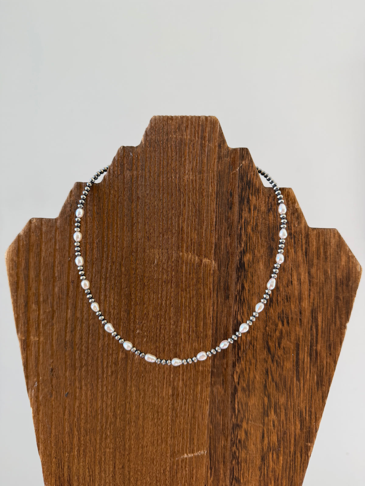15" 3mm Sterling Pearl and Freshwater Pearl Necklace