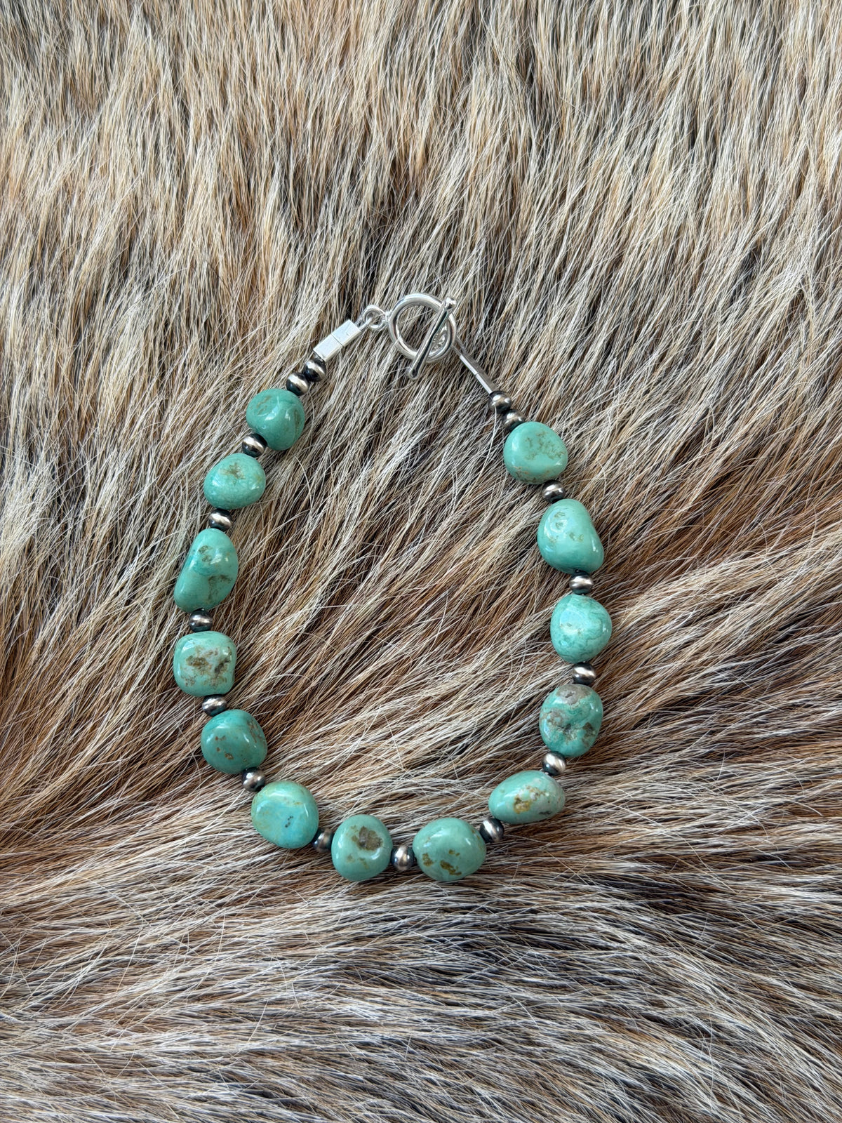 7.25" Green Turquoise Bracelet