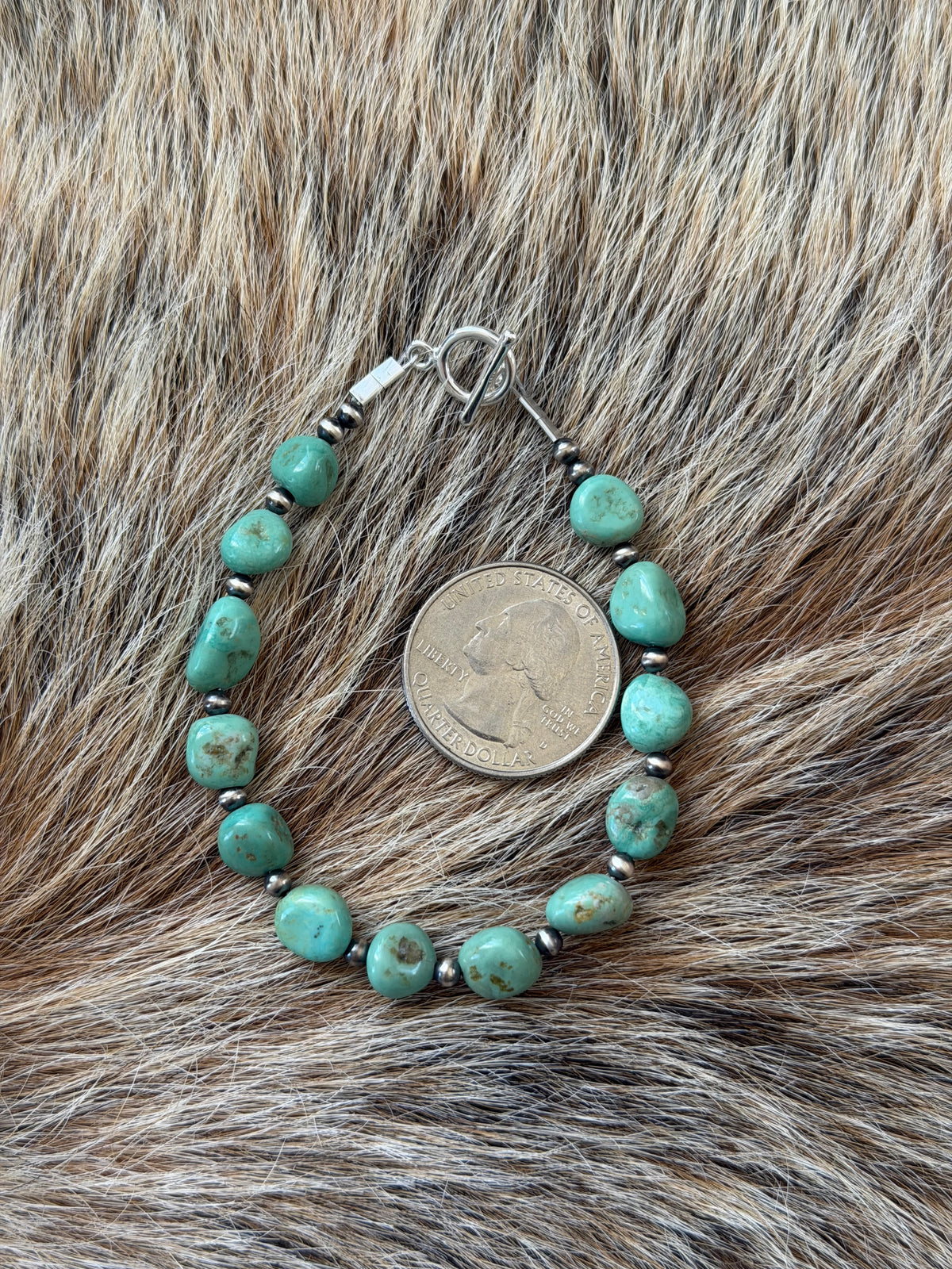 7.25" Green Turquoise Bracelet