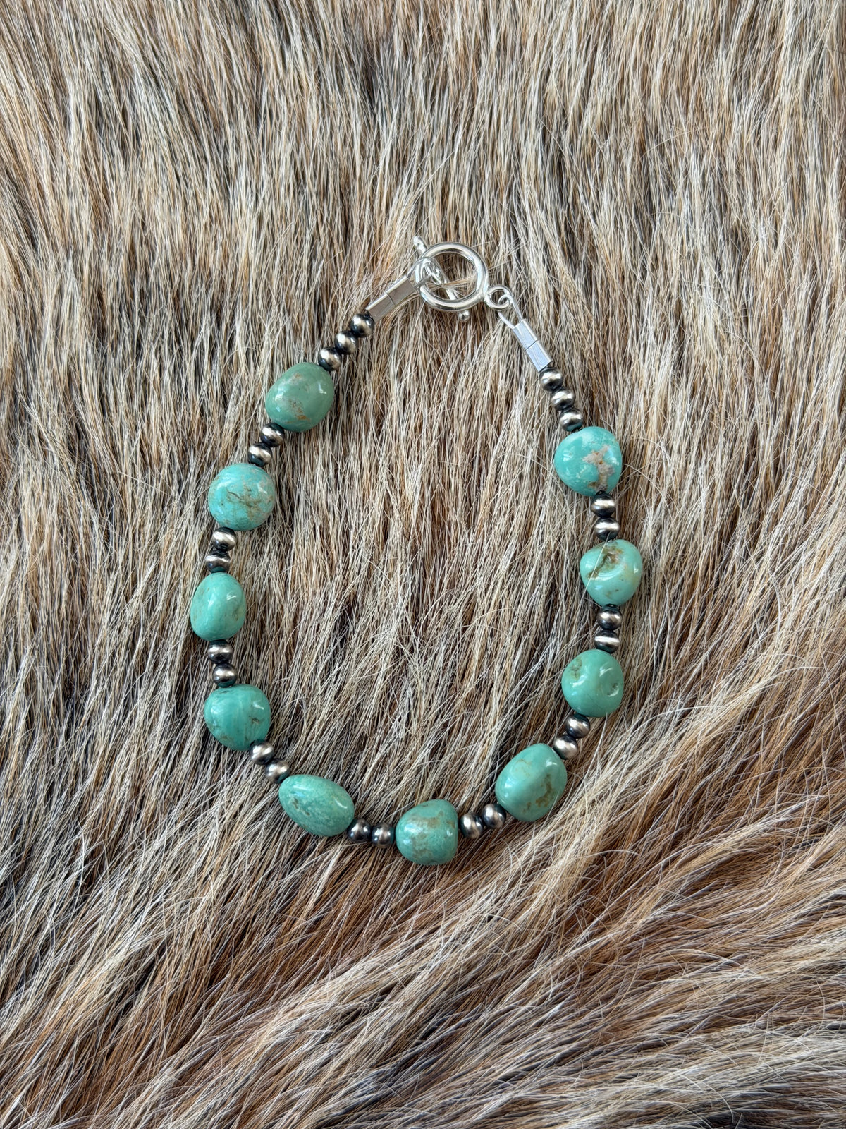 7.25" Green Turquoise Bracelet