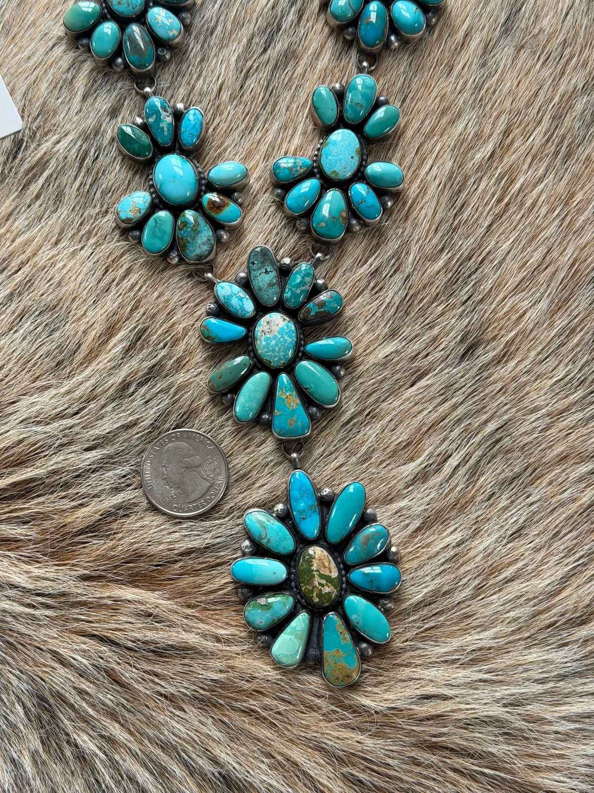 Mixed Turquoise Cluster Necklace and Earrings Set