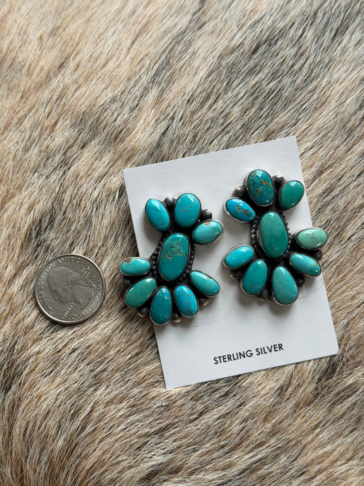 Mixed Turquoise Cluster Necklace and Earrings Set