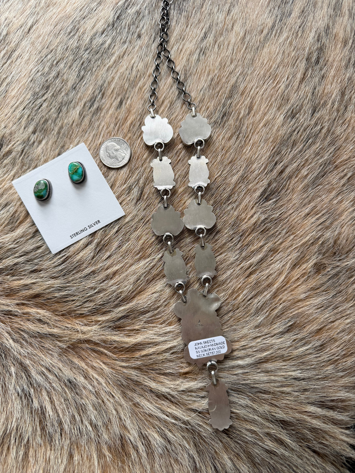 Sonoran Gold Turquoise Cluster Necklace and Earrings Set