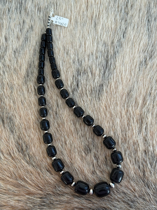 23" Black Onyx Statement Necklace