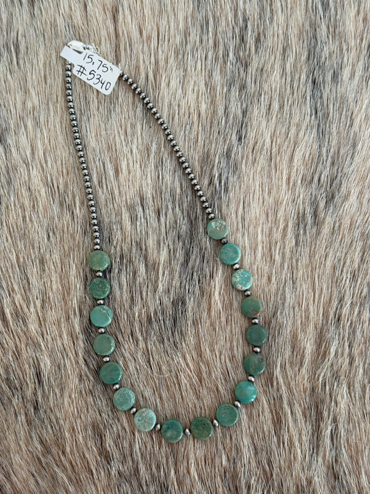 15.75" Green Turquoise Necklace