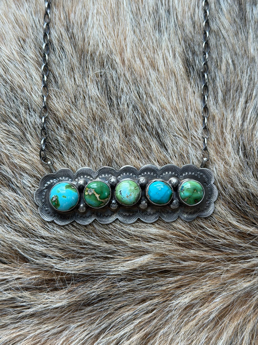 Sonoran Gold Turquoise Cluster Bar Necklace