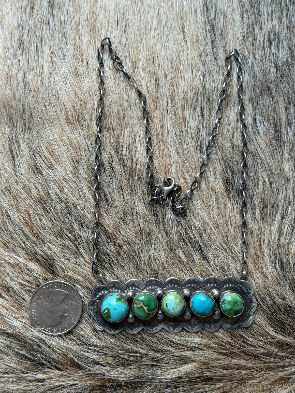 Sonoran Gold Turquoise Cluster Bar Necklace