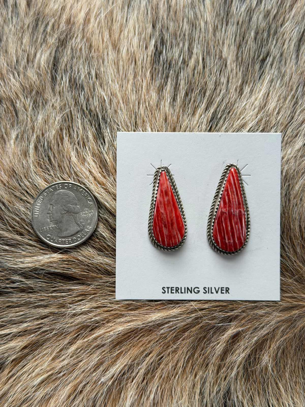 Red Spiny Oyster Shell Earrings
