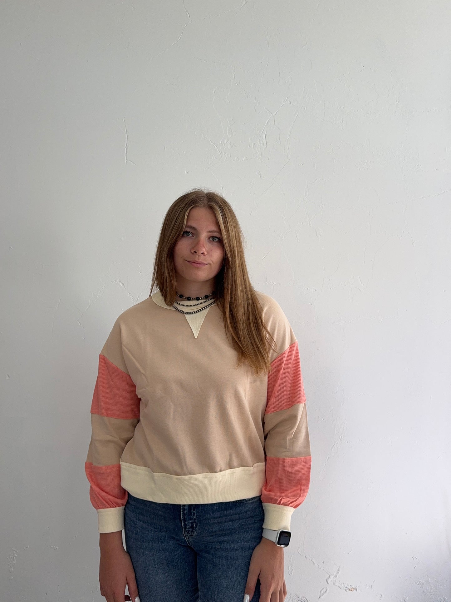 Beige Multicolored Crewneck Sweatshirt