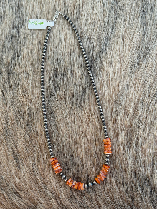 17.5" Orange Spiny Necklace