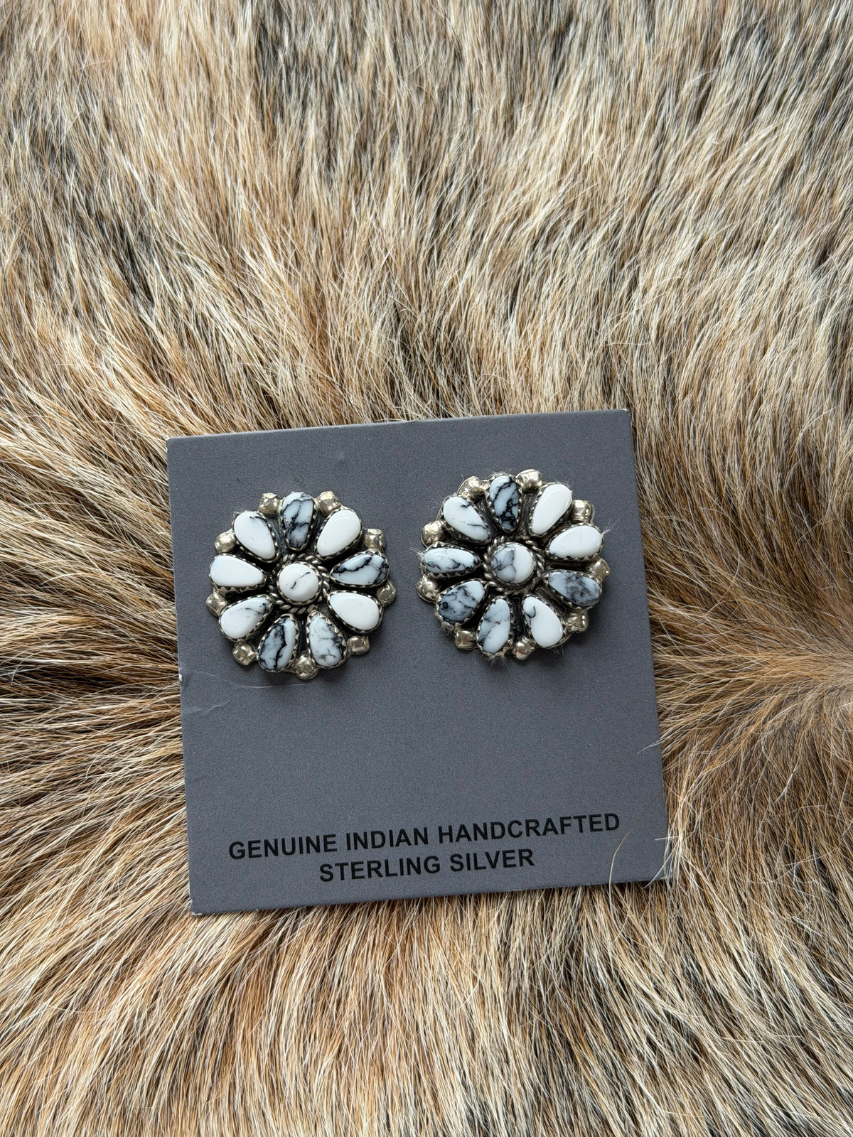 White Buffalo Cluster Earrings