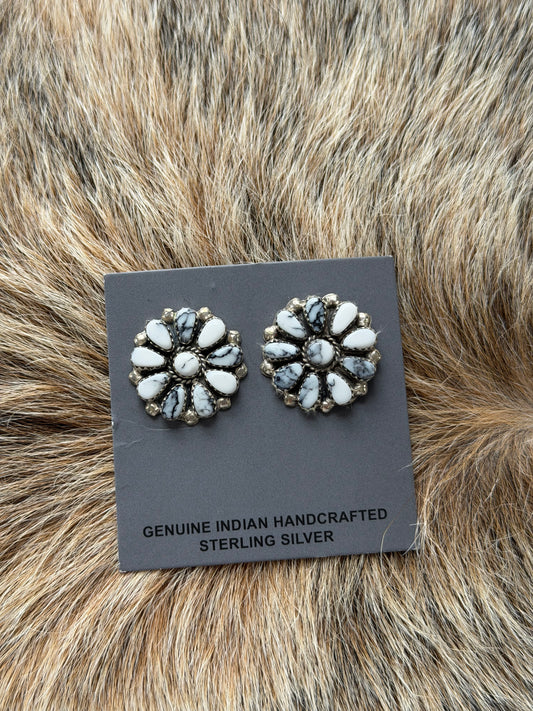 White Buffalo Cluster Earrings