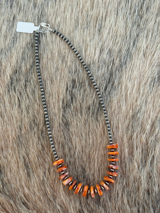 17.5" Orange Spiny Necklace