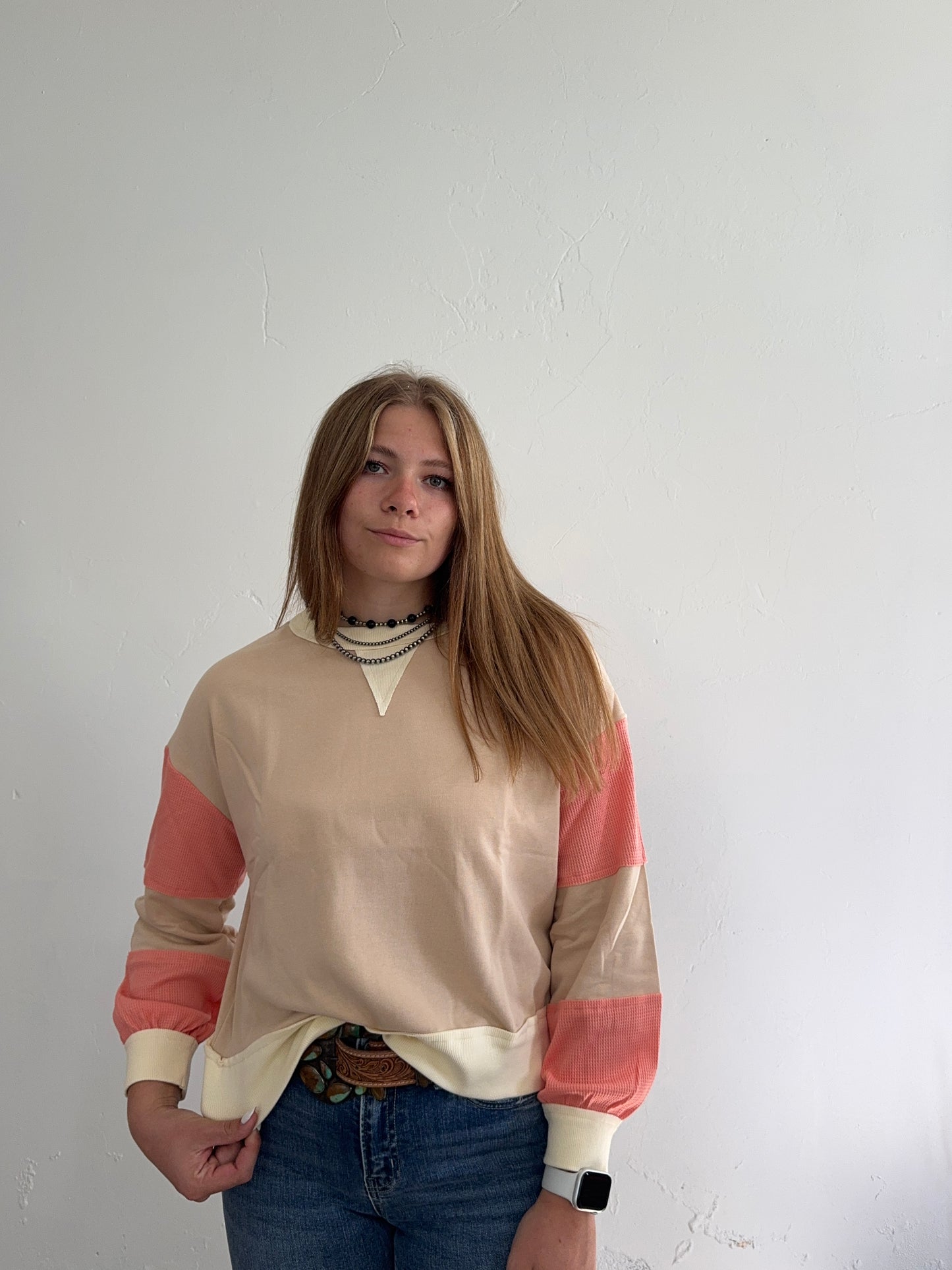 Beige Multicolored Crewneck Sweatshirt