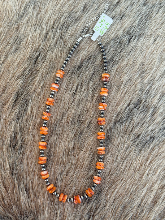 15.25" Orange Spiny Necklace