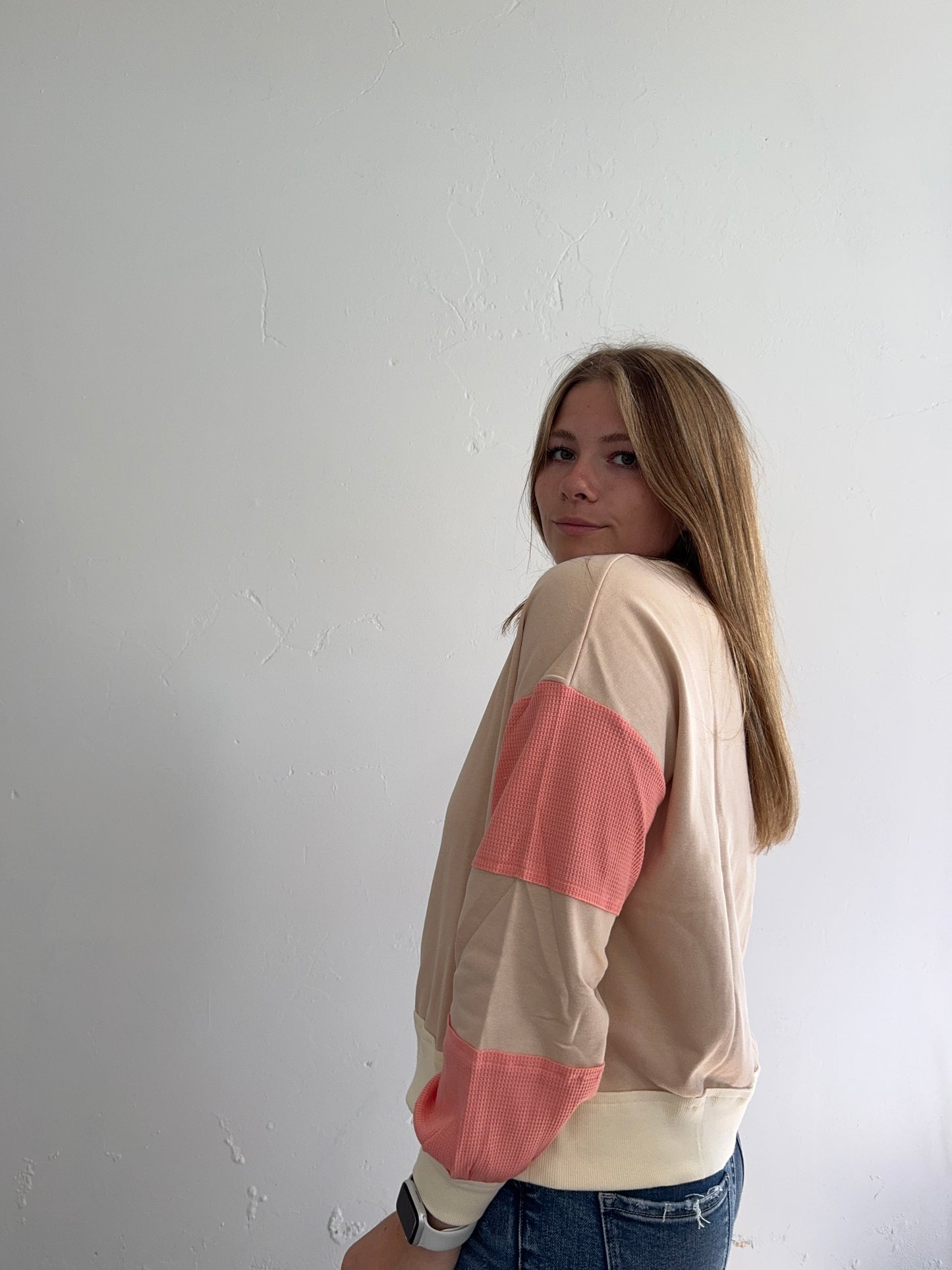 Beige Multicolored Crewneck Sweatshirt