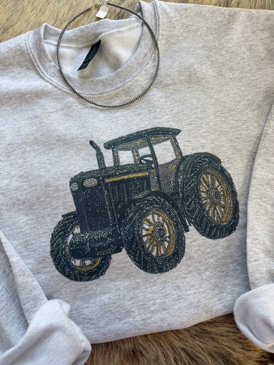 Rhinestone Tractor Crewneck