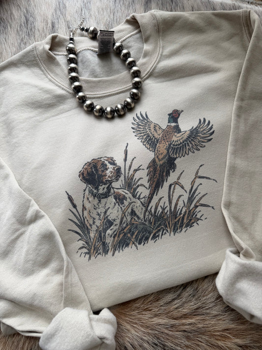 Brittany Spaniel Pheasant Hunting Crewneck