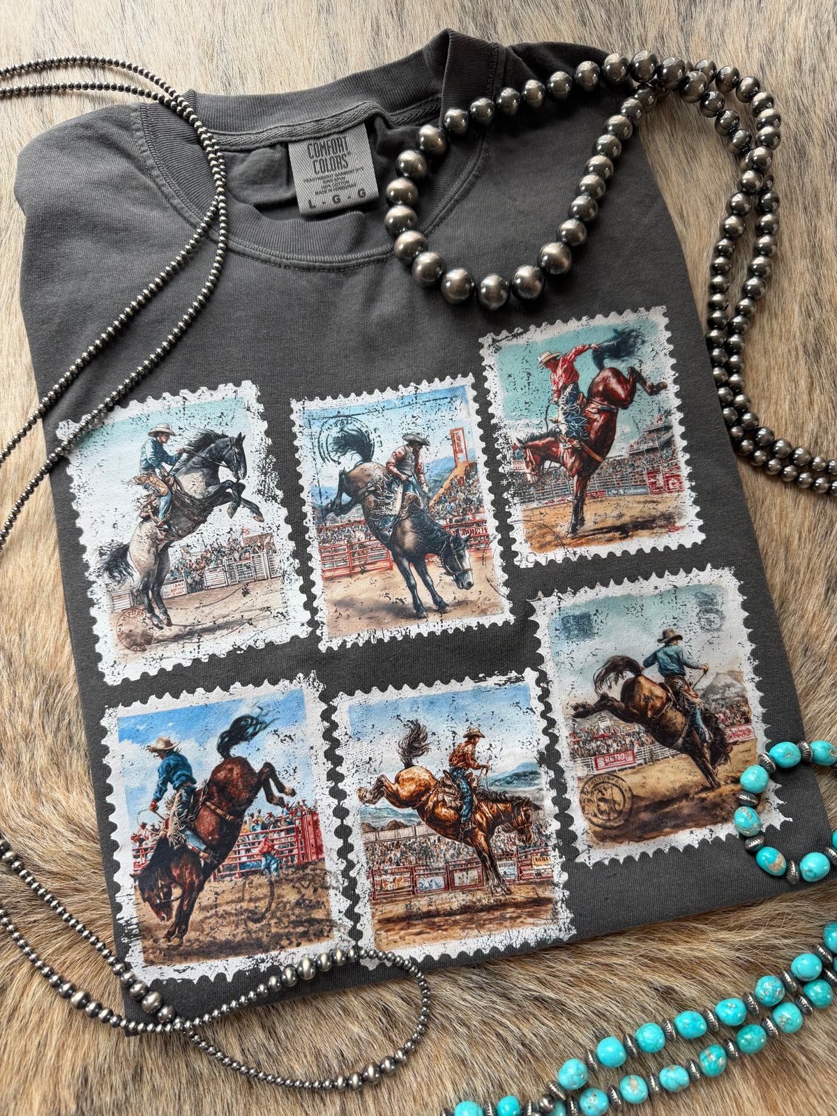 Bucking Bronc Stamp Heavyweight Unisex Tee