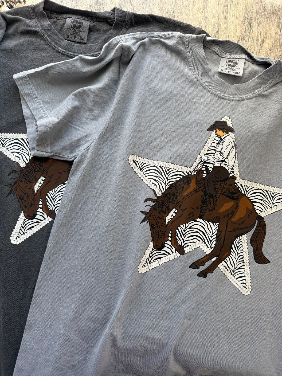 Bucking Bronc Zebra Star Tee