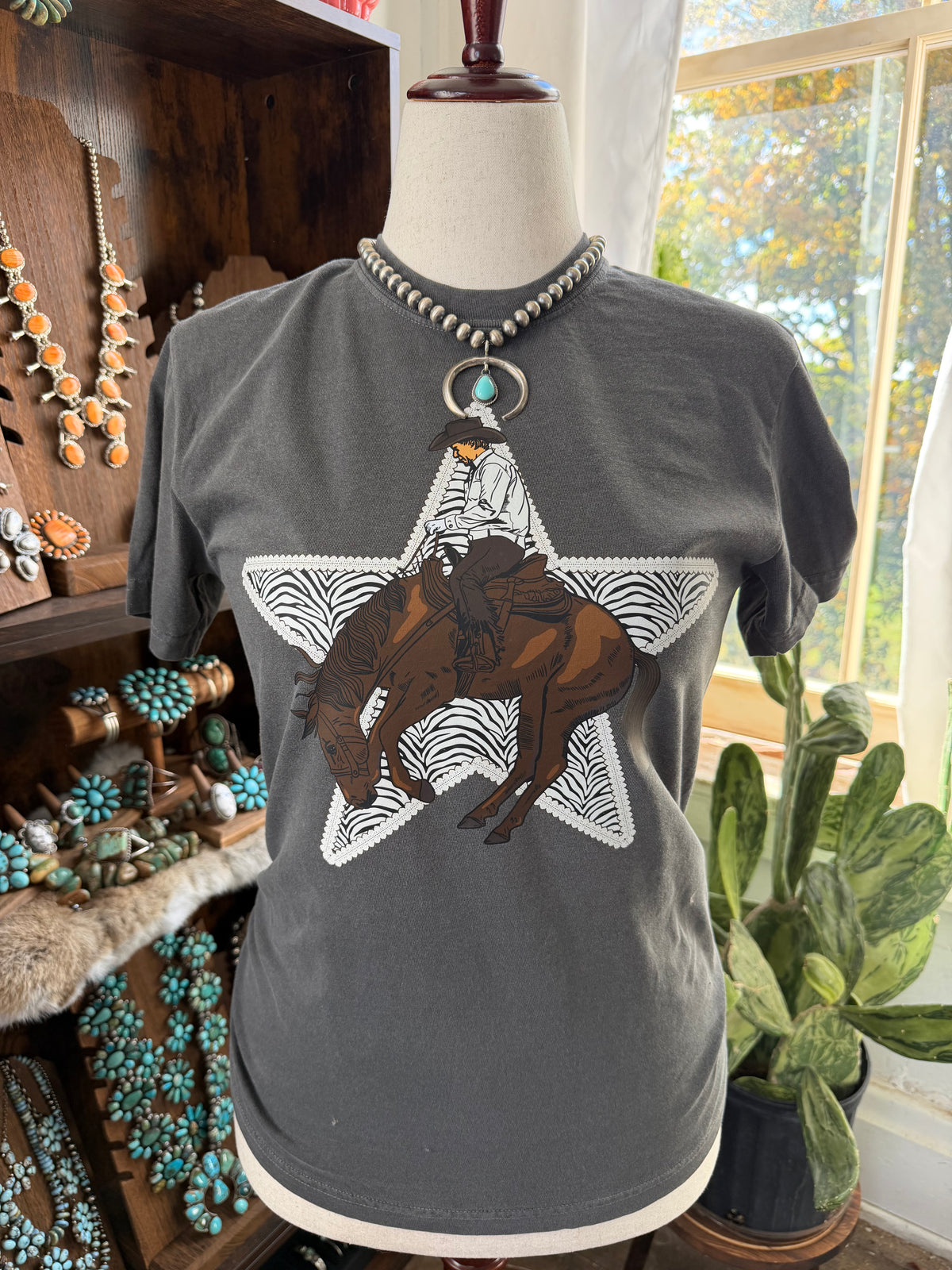 Bucking Bronc Zebra Star Tee