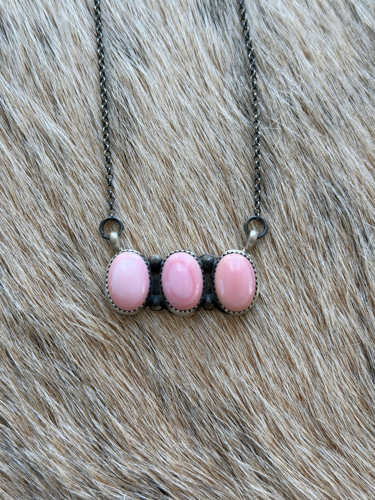 Pink Conch Cluster Bar Necklace