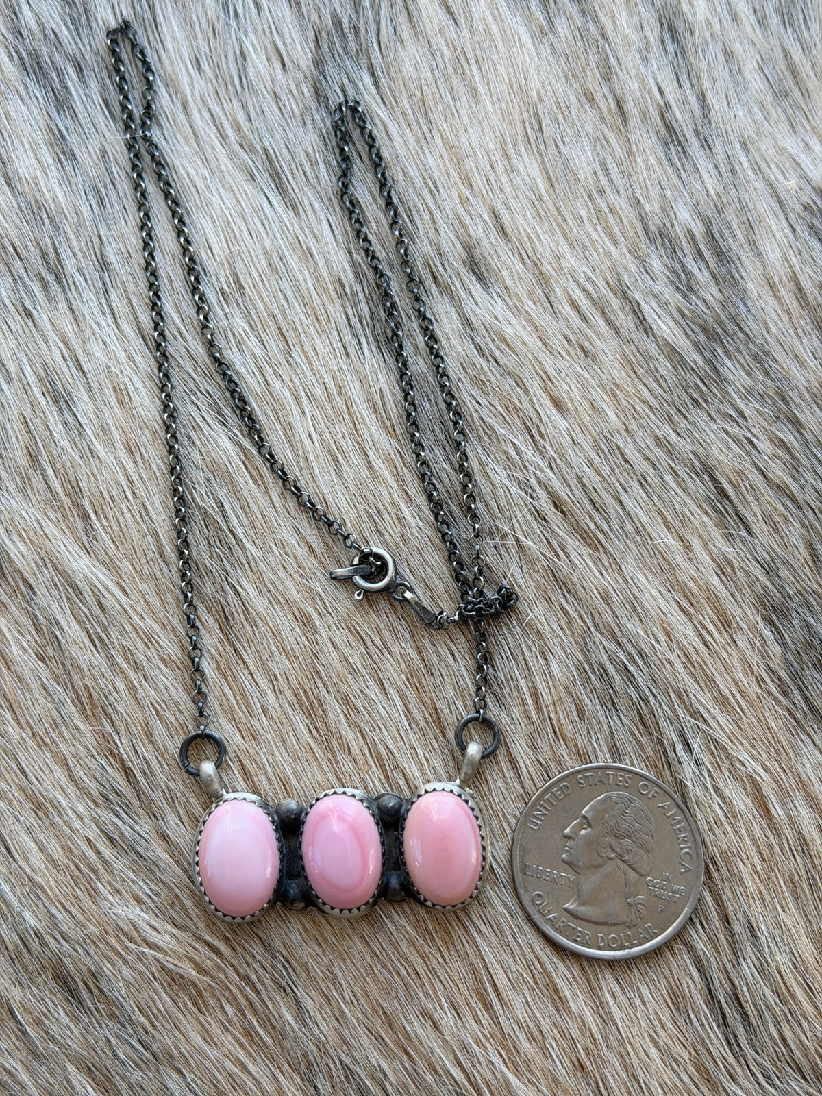 Pink Conch Cluster Bar Necklace