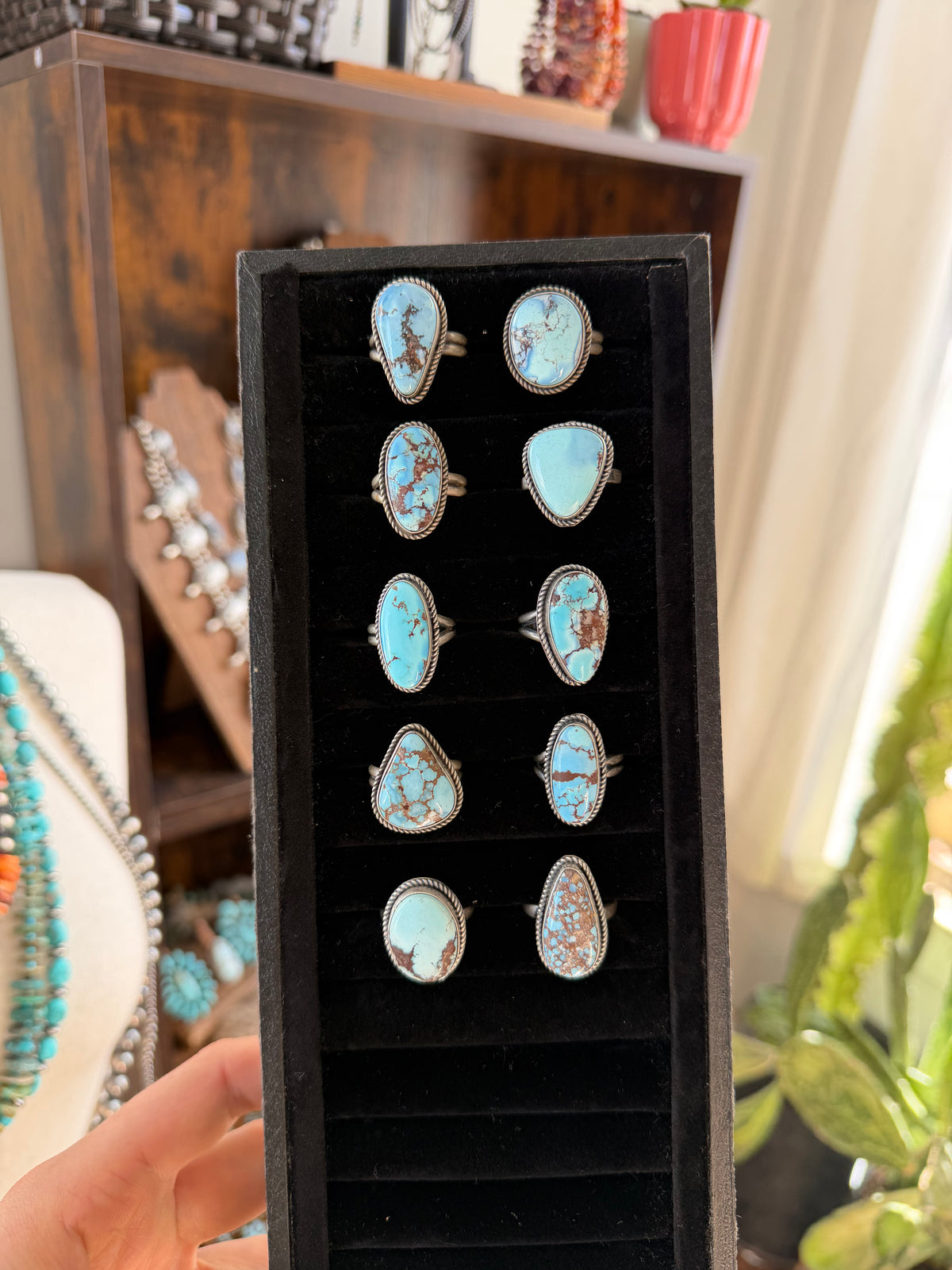 Adjustable Size 6-11 Golden Hills Turquoise Ring
