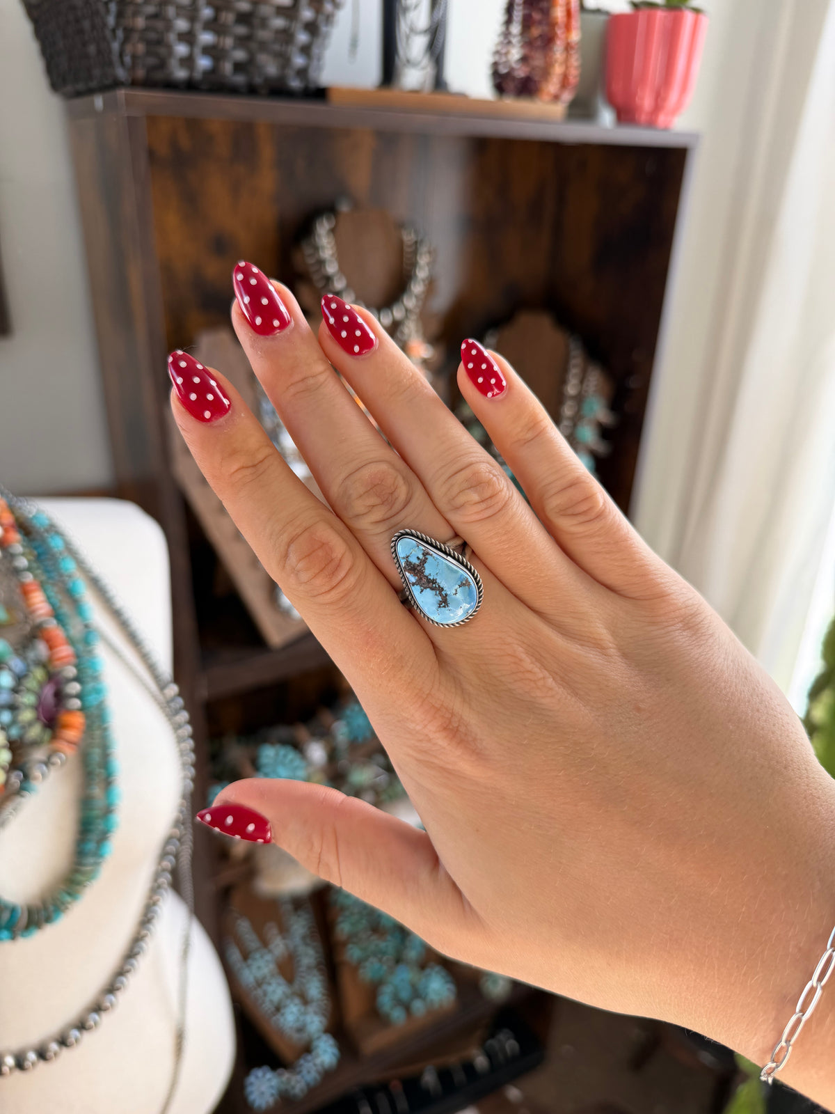 Adjustable Size 6-11 Golden Hills Turquoise Ring