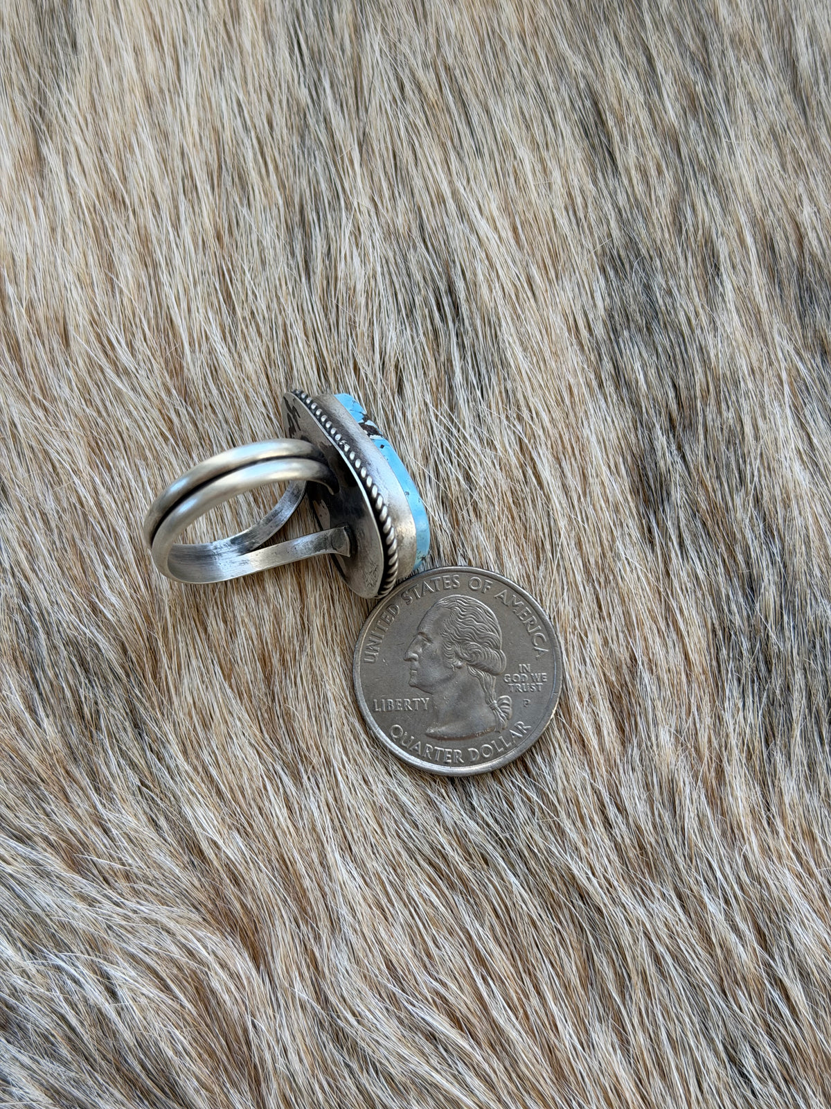 Adjustable Size 6-11 Golden Hills Turquoise Ring