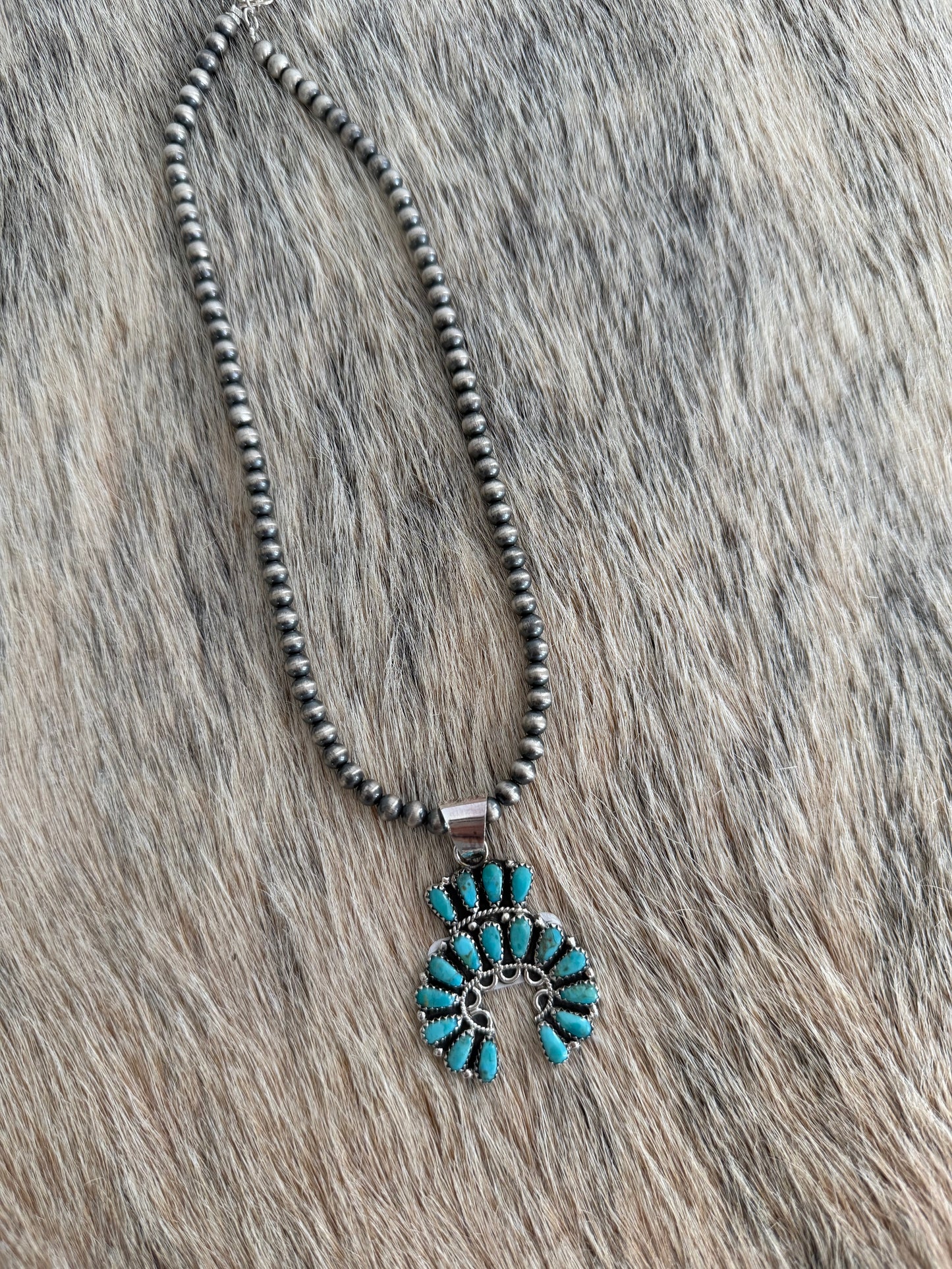 5mm 16" Sterling Pearls with Turquoise Pendant